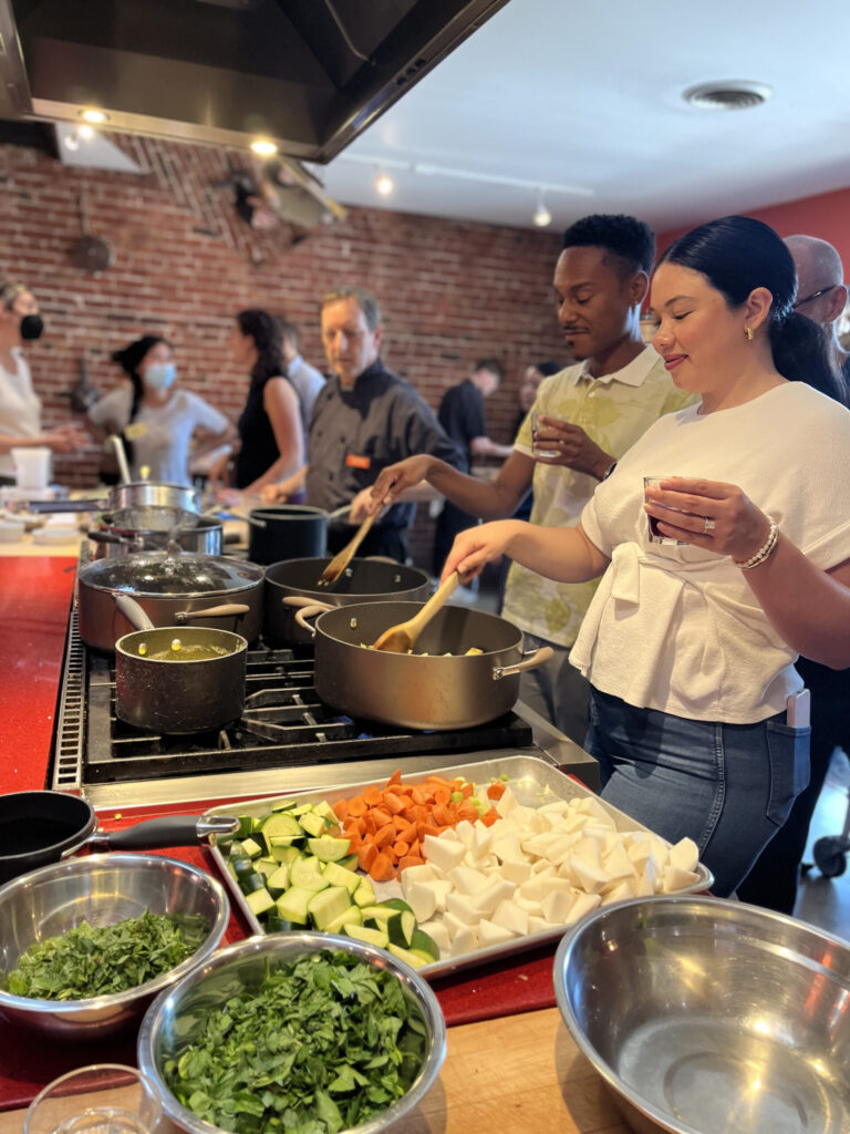 Students cooking at Kitchen on Fire Berkeley