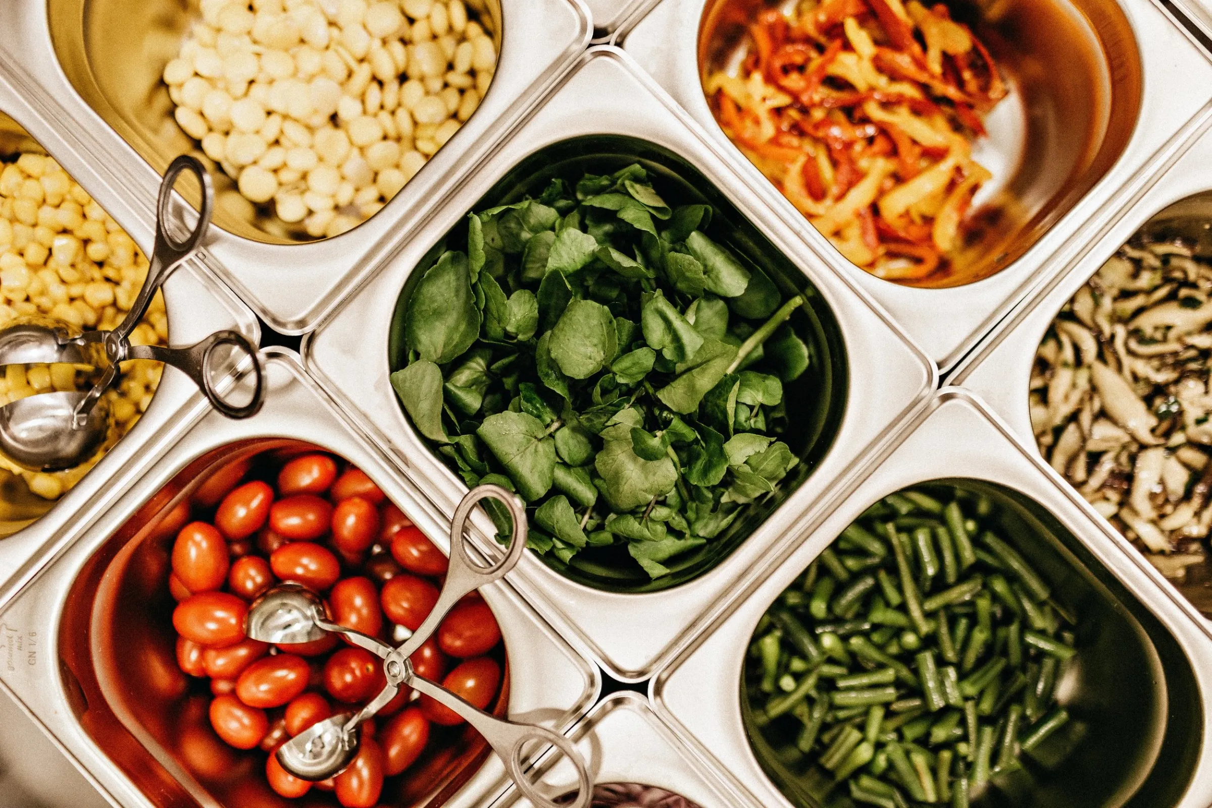 a close up of many different types of food